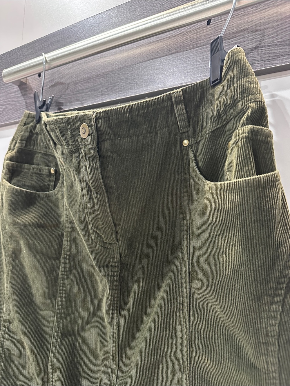 Christopher & Banks Olive Corduroy Midi Skirt - Picture 5 of 7